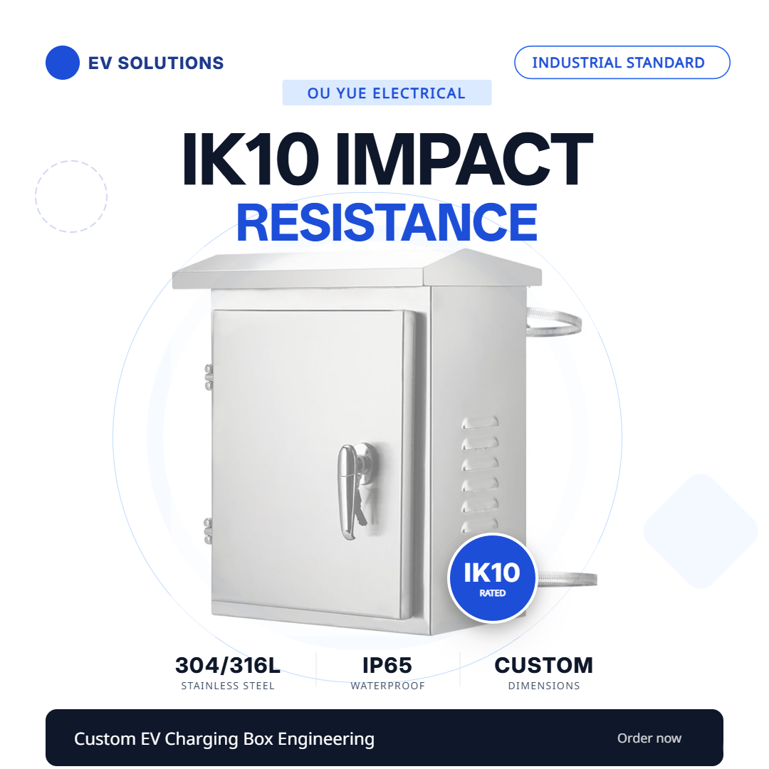 Kapag naapektuhan ang charging box: Ang IK10 impact-resistant structure na disenyo ng custom na hindi kinakalawang na asero na EV charging box